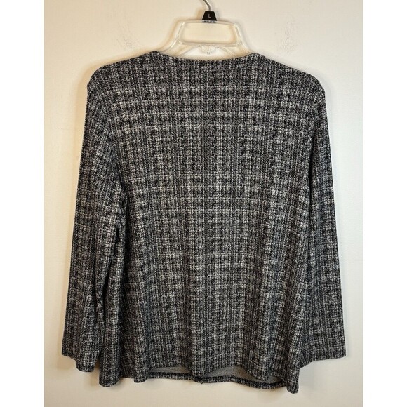 J JILL Wearever Black White 3-Hook Closure Cardigan Medium Lightweight Stretch - Picture 7 of 12